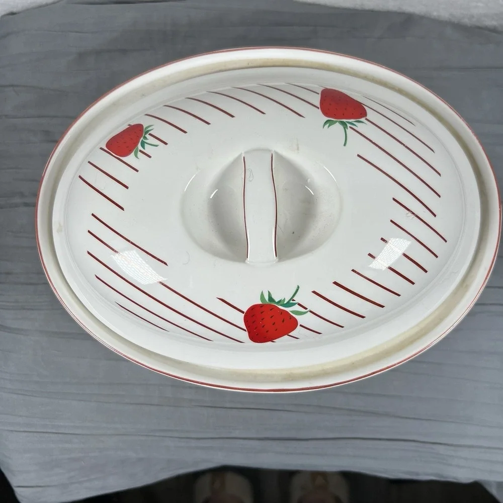 Mikasa Ultra Ceram Bake & Serve Strawberries UP012‎ Oval Casserole Dish with Lid